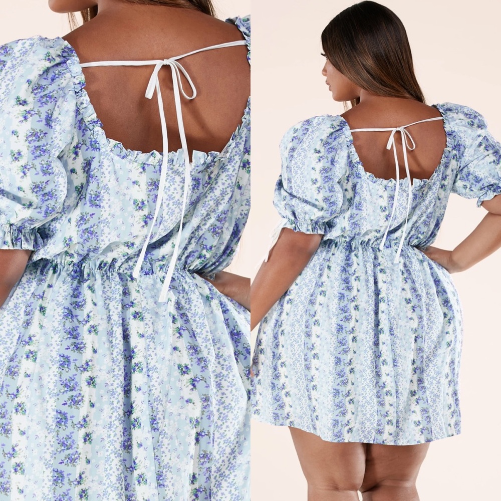 ✨ON SALE✨Be A Doll Blue Plus Size Paisley Print Mini Dress - Picture 4 of 4